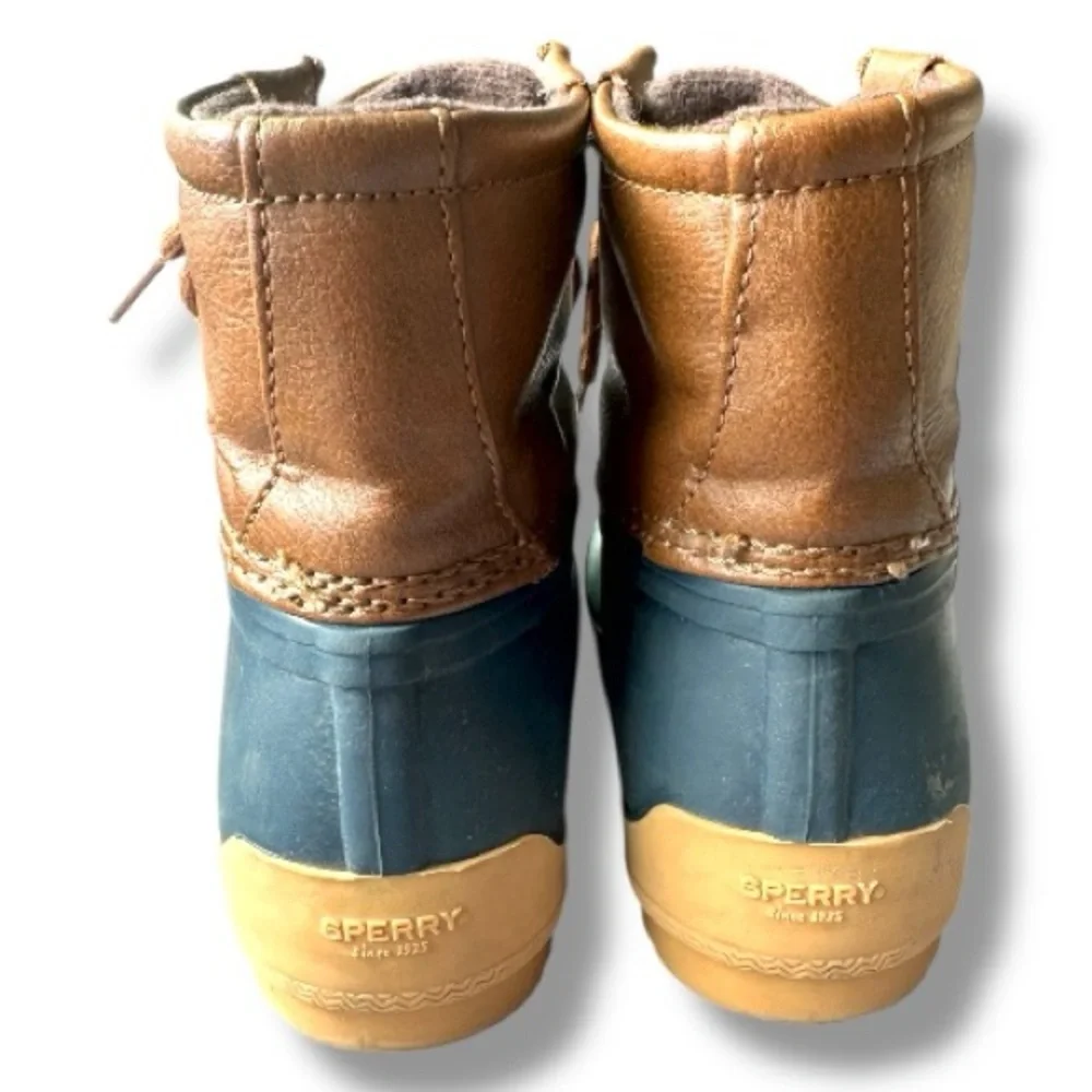 Boys Sperry Duck Boots Brown Blue Waterproof Size 12 Toddler